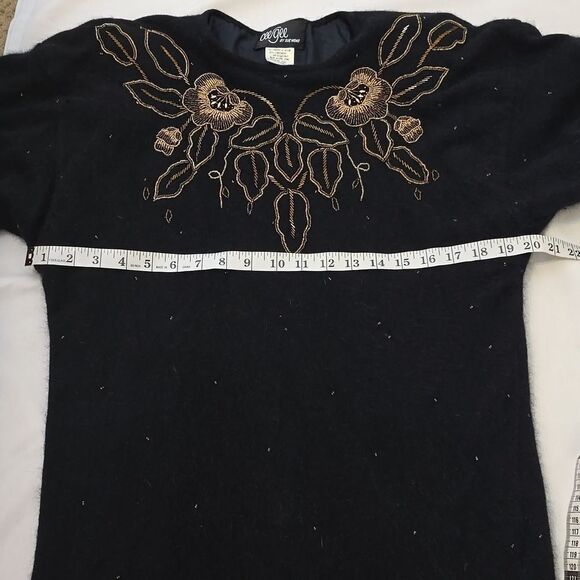 Cee Gee By Sue Wong Vintage Black Lambswool Blend Sweater Dress S - Picture 4 of 9